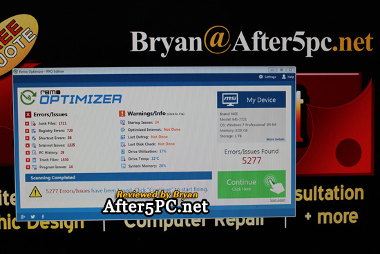 Remo Optimizer software to speed up slow computer, clean up errors, and fix problems
